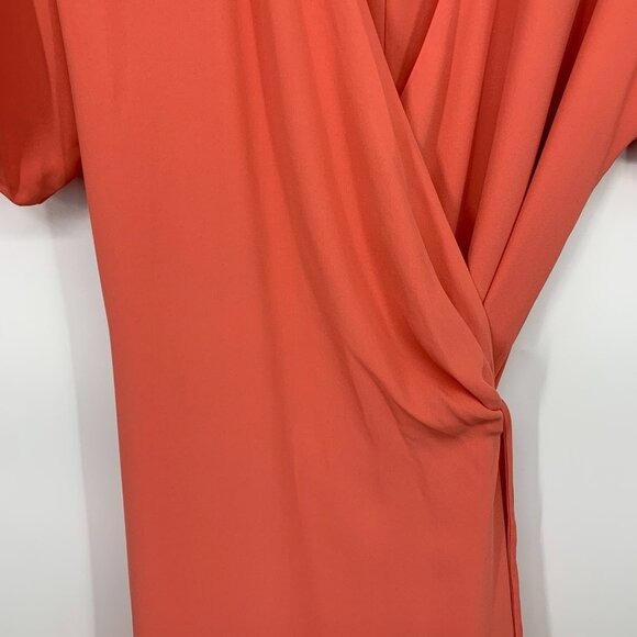 Aritzia Babaton Wallace Wrap Dress V Neck Coral Pink Mini NWT - Picture 5 of 14
